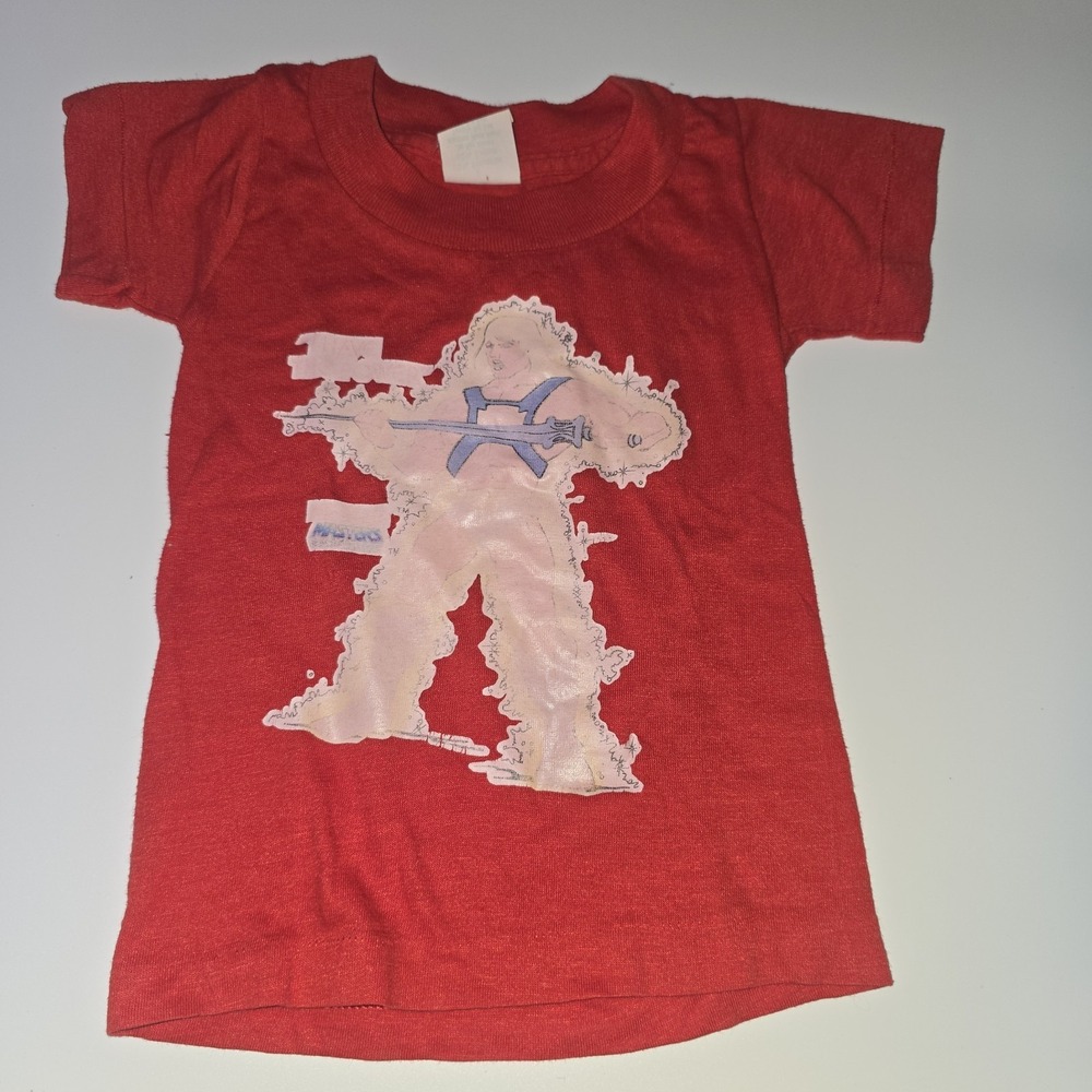 VINTAGE He-Man Master Of The Universe RED T-SHIRT CHILDS size 2